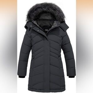 ZSHOW Girls' Warm Outerwear Coat Fleece Lined Puffer Jacket (Dark Grey, 10-12)